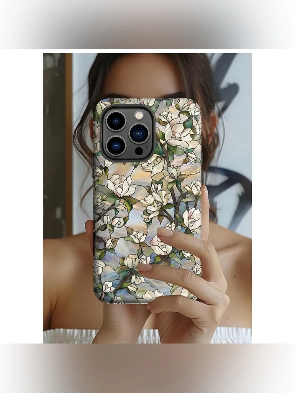 iPhone 15 White Floral Protective Phone Case – Brand New